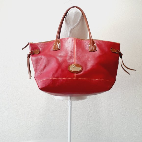 Dooney & Bourke Red Tote with Brown Accents - Picture 1 of 16